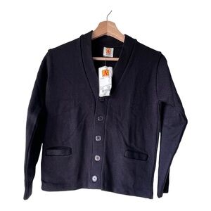 Heavyweight navy Sweater my youth front button pockets Cardigan sweater